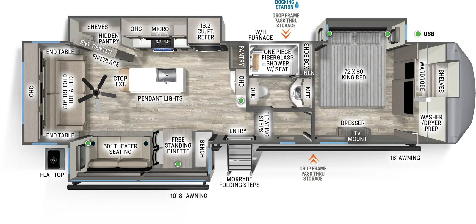 Sandpiper Fifth Wheels 3370RLS Floorplan